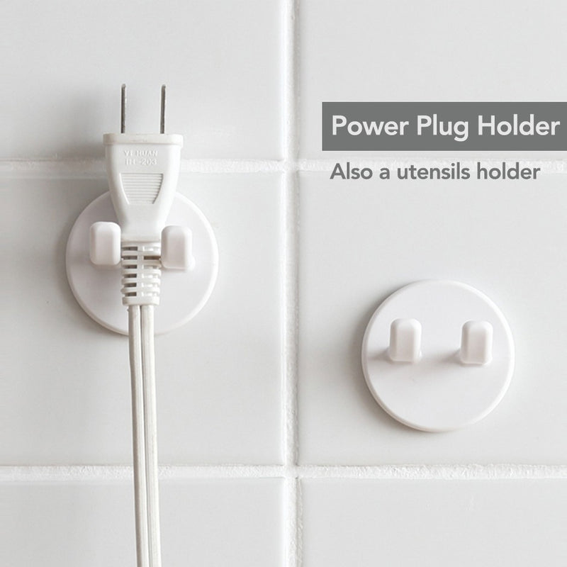(Set of 2) Safety Power Plug Holder/ Hook With Adhesive
