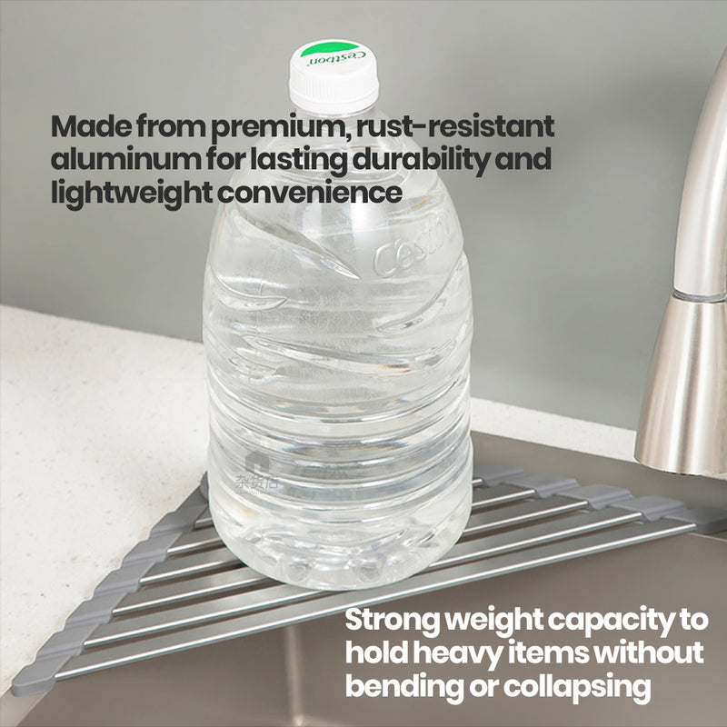 Rust-free Aluminium Foldable Corner Drainage Rack with Silicone Support