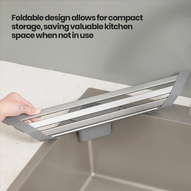 Rust-free Aluminium Foldable Corner Drainage Rack with Silicone Support
