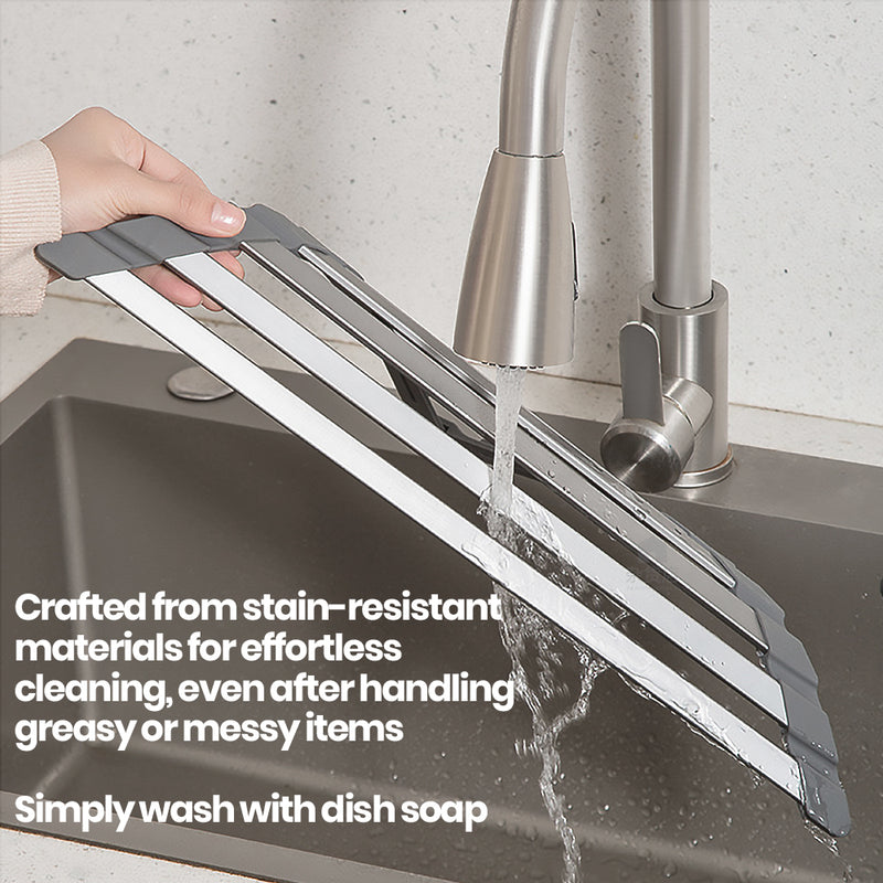 Rust-free Aluminium Foldable Corner Drainage Rack with Silicone Support