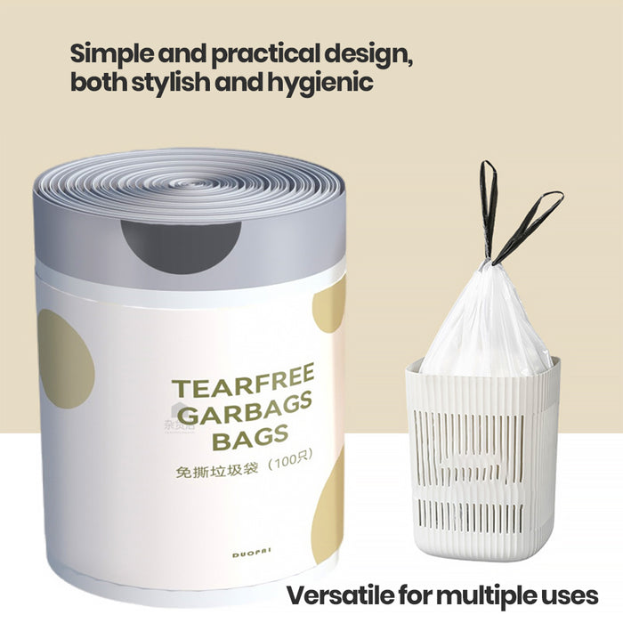 Tear-free Draw String Trash Bags 100pcs 45*50cm