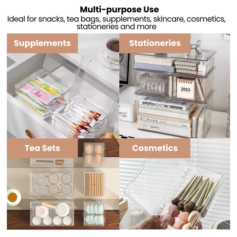 Clear Stackable Storage Boxes with Flip Lids