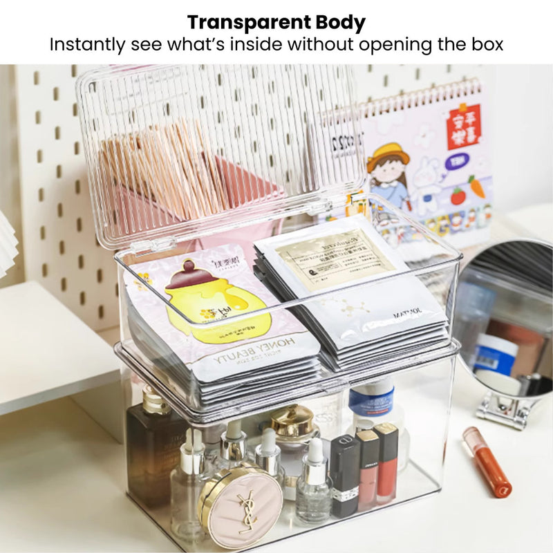 Clear Stackable Storage Boxes with Flip Lids