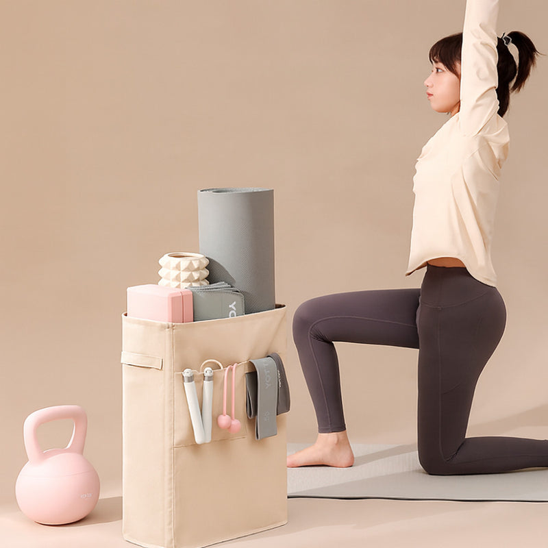 Home Gym Equipment Storage Organiser - for Yoga Mats and Blocks, Stretch Bands, Foam Rollers & More