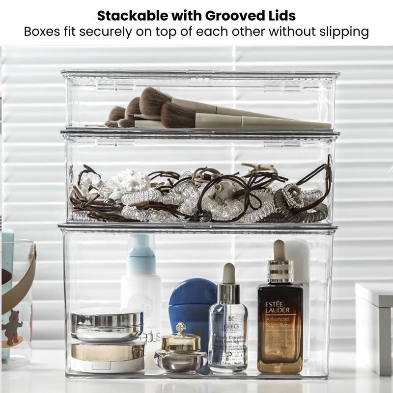 Clear Stackable Storage Boxes with Flip Lids