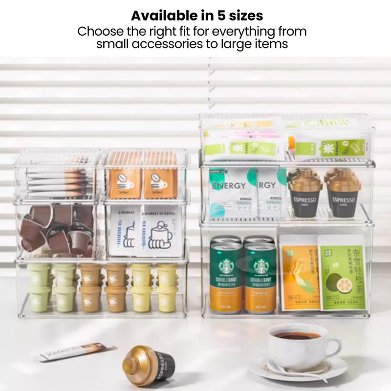 Clear Stackable Storage Boxes with Flip Lids