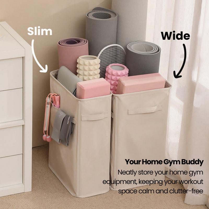 Home Gym Equipment Storage Organiser - for Yoga Mats and Blocks, Stretch Bands, Foam Rollers & More