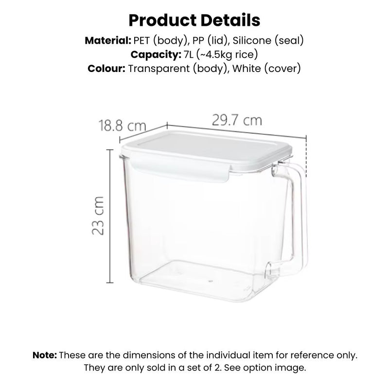 Food-Safe Clear Airtight Pantry Storage Box with Front Handle