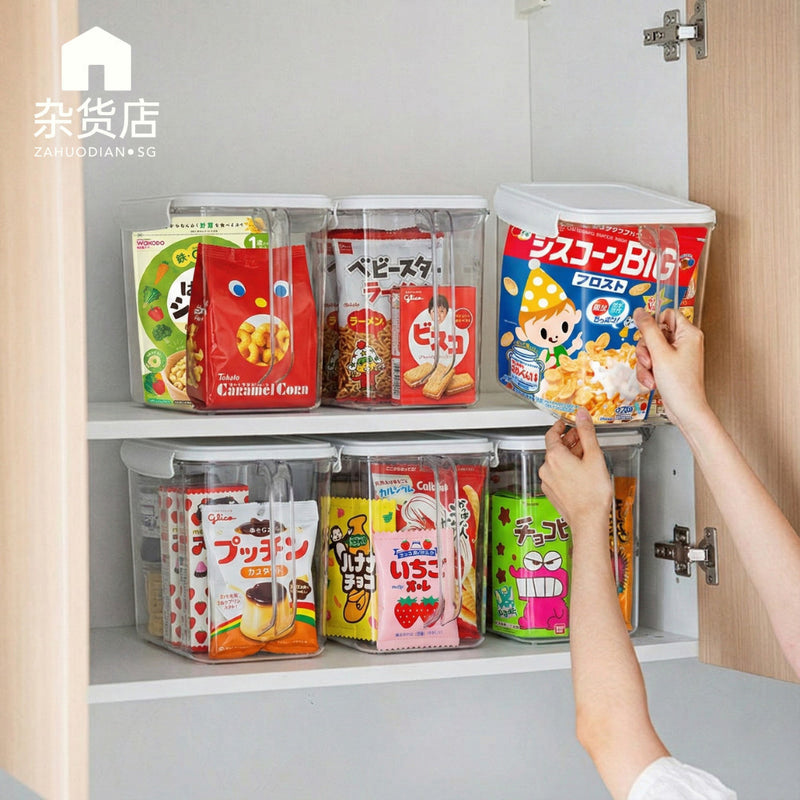 Food-Safe Clear Airtight Pantry Storage Box with Front Handle