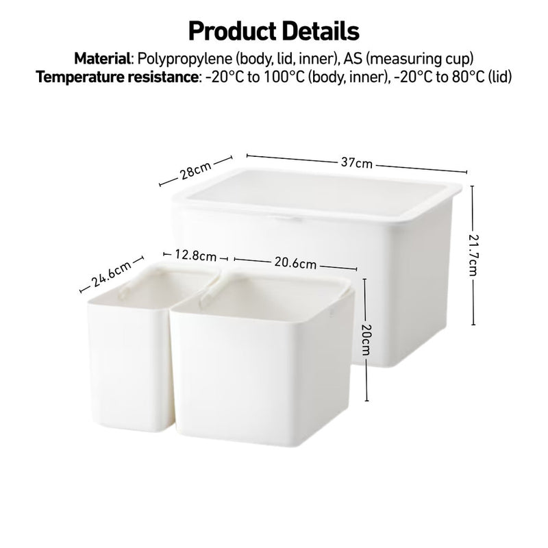 Like-it Smart Pantry Stock Case System - Daily Use Dual Bins with See-through Flip Lid