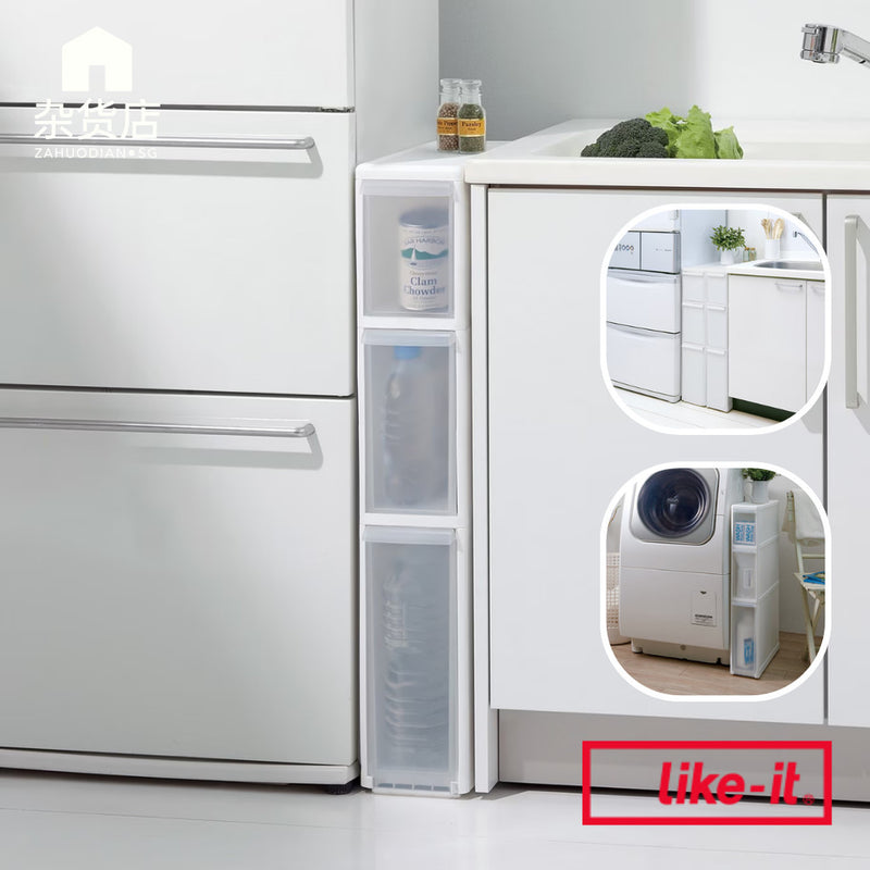 Like-it Slim Compact Gap Storage Stocker Drawer Unit 3-tiers