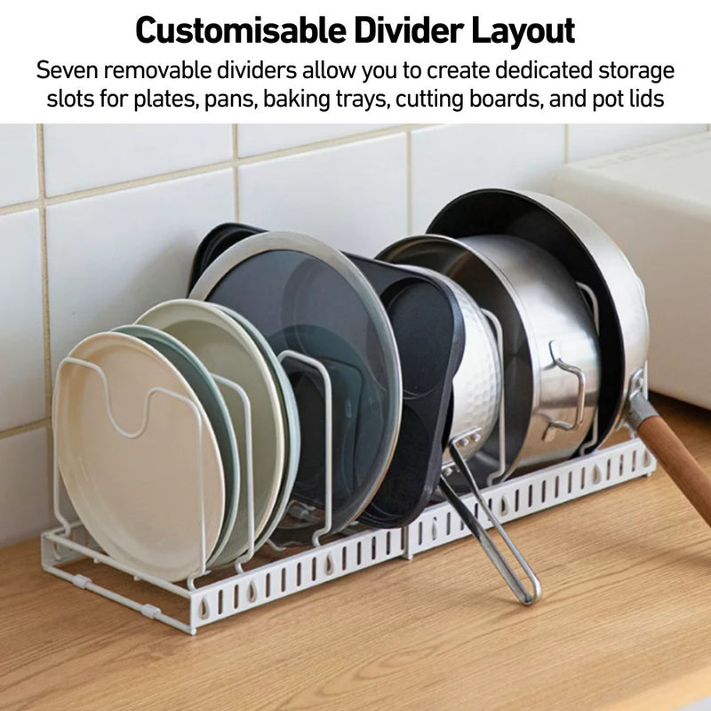 Expandable Adjustable Pot Lid & Cookware Organiser Rack