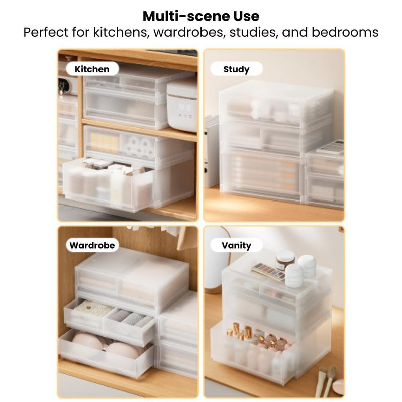 Matte Minimalist Frosted Drawers for Organising Documents Snacks Medicine Skincare Cosmetics & More