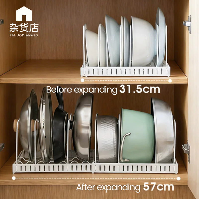 Expandable Adjustable Pot Lid & Cookware Organiser Rack
