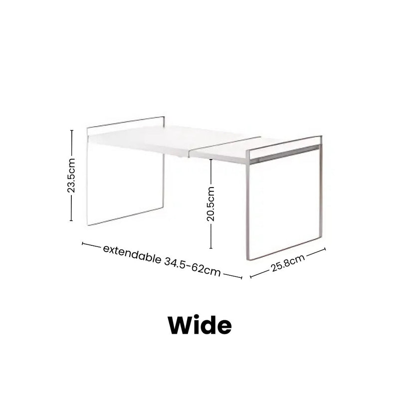 Extendable & Adjustable Shelf Risers for Maximising Vertical Spaces