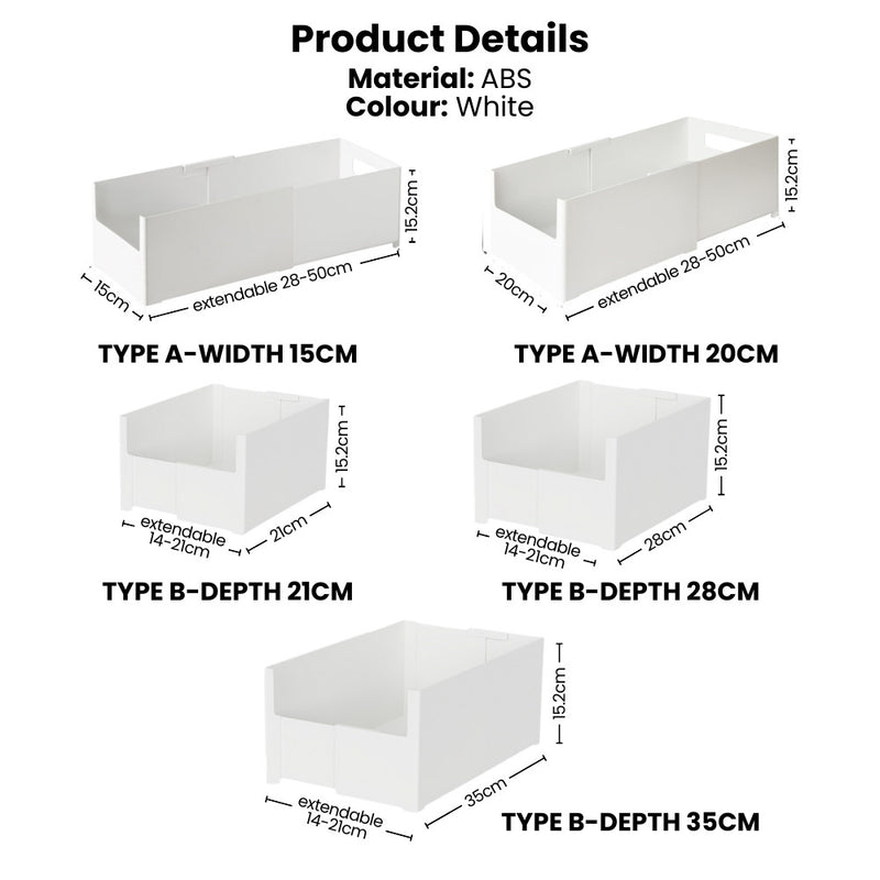 Extendable Stackable Dual-sided Organising Storage Bin