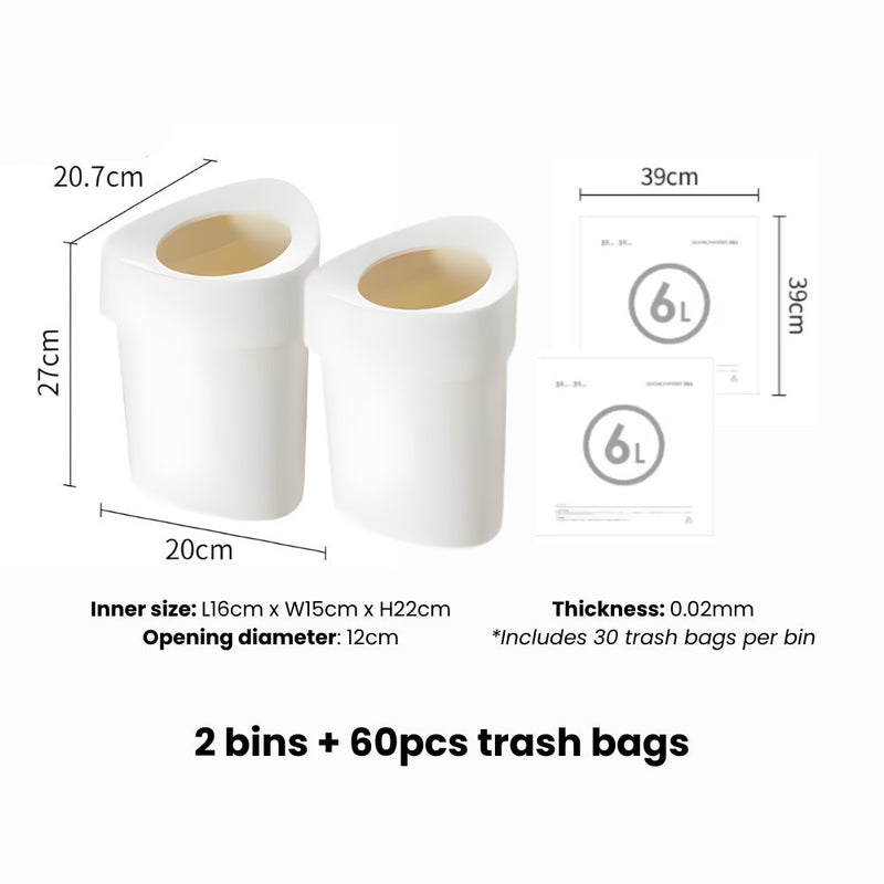 5L Space-saving Corner Waste Bin with Trash Bags