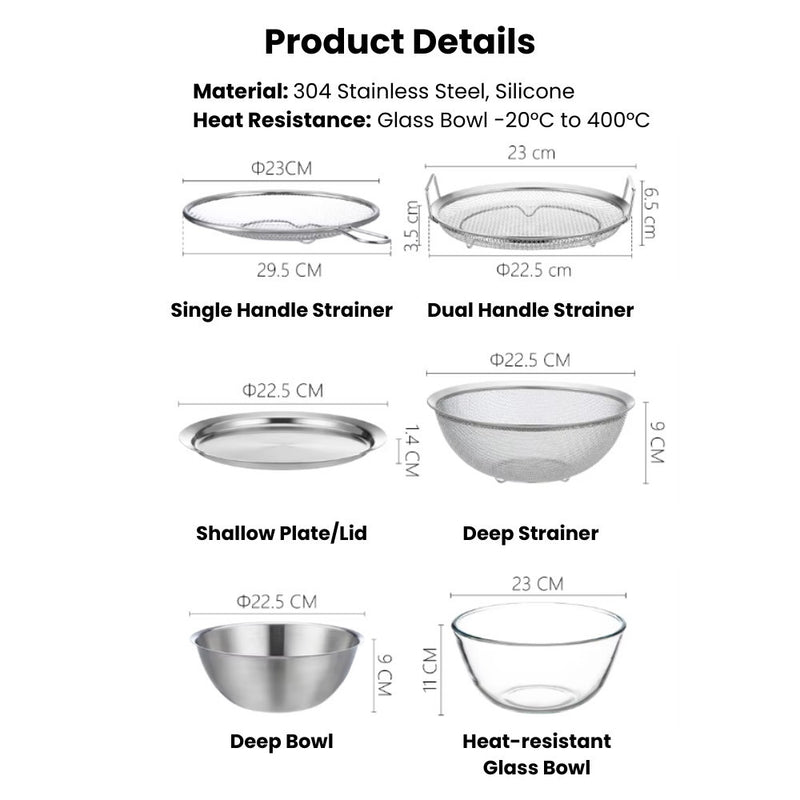 Stainless Steel Nesting Mixing Bowls Set of 6