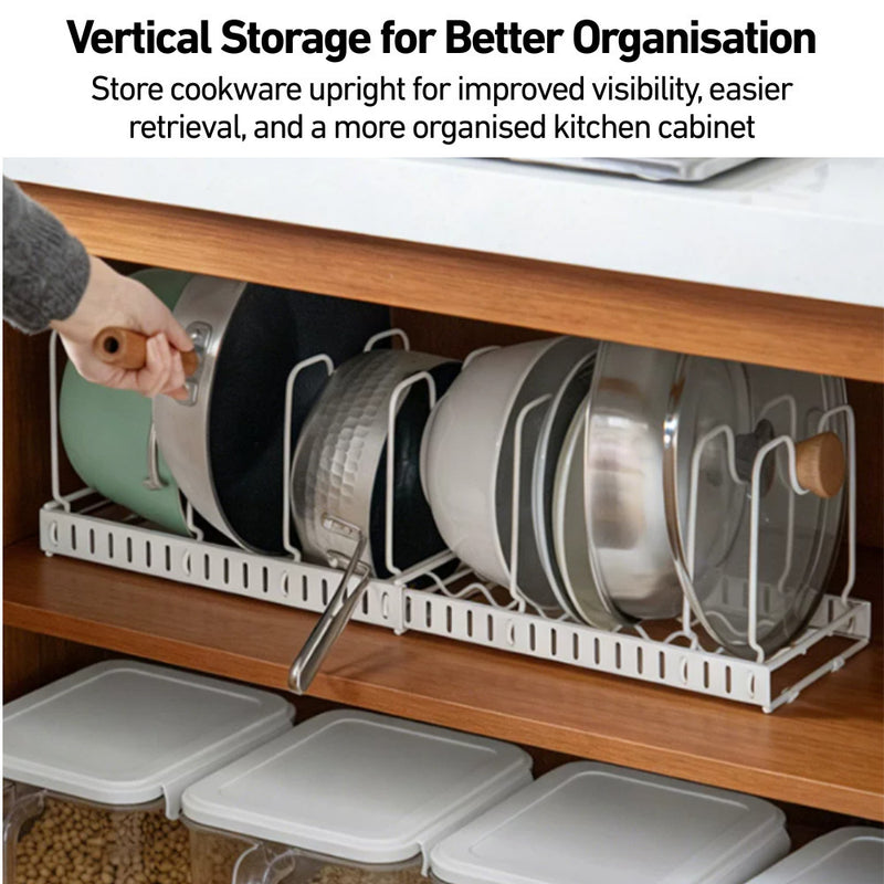 Expandable Adjustable Pot Lid & Cookware Organiser Rack