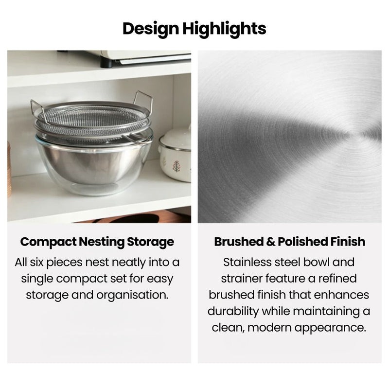 Stainless Steel Nesting Mixing Bowls Set of 6