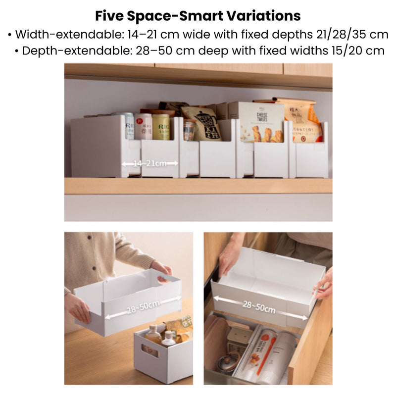 Extendable Stackable Dual-sided Organising Storage Bin