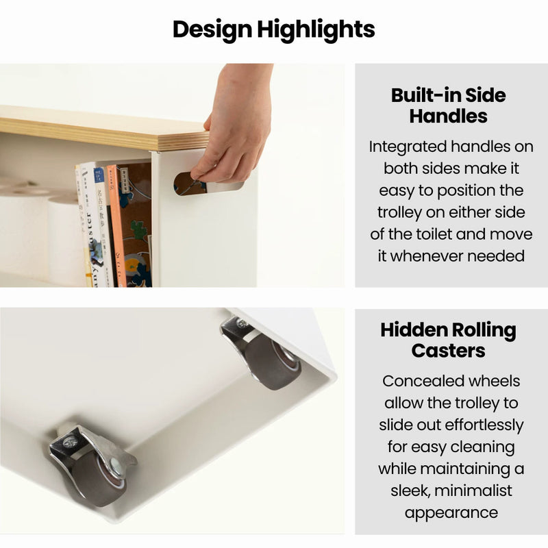 Slim Gap Storage Trolley Rack with Wooden Top