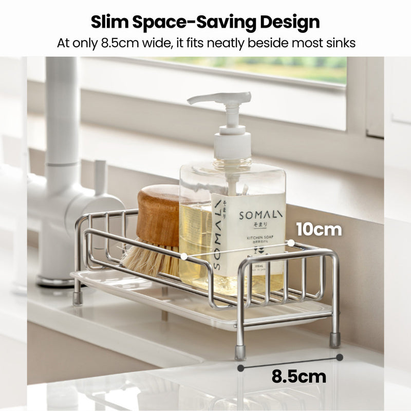 Stainless Steel Sink Sponge & Detergent Holder with Drainage Tray