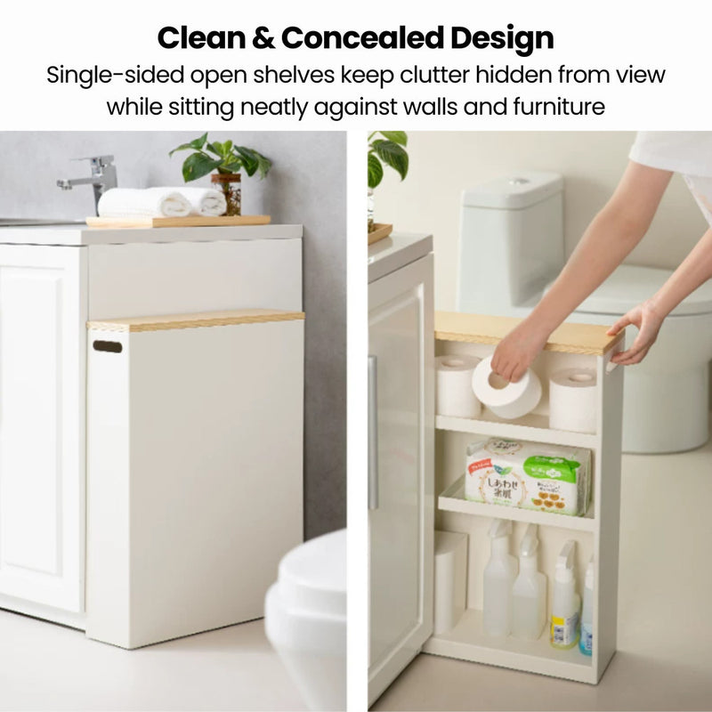 Slim Gap Storage Trolley Rack with Wooden Top