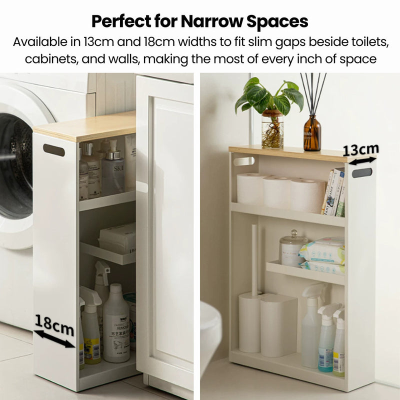 Slim Gap Storage Trolley Rack with Wooden Top