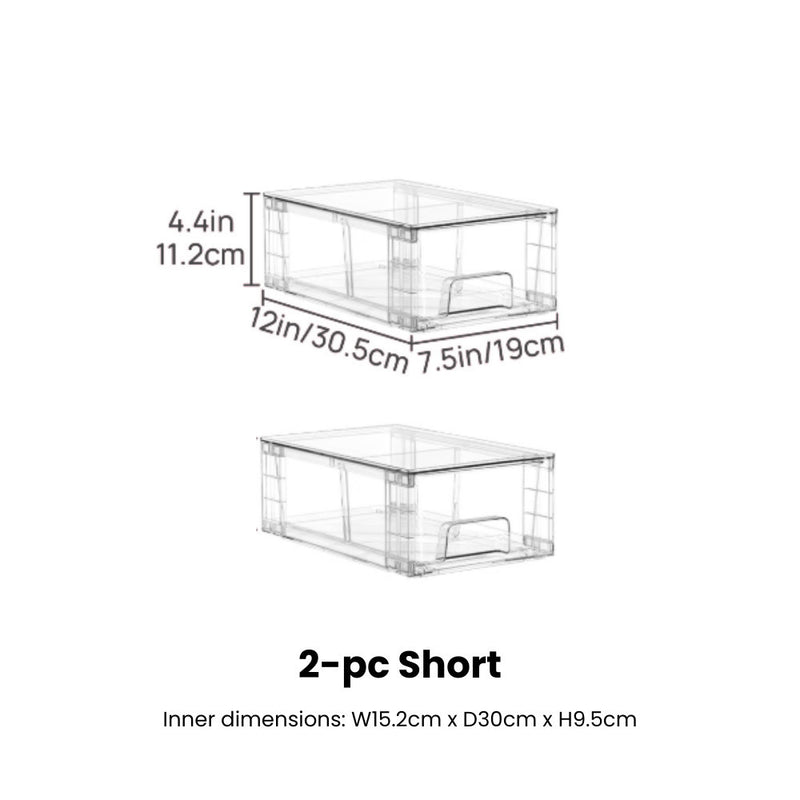 Clear Stackable Multipurpose Modular Drawers in 4 sizes
