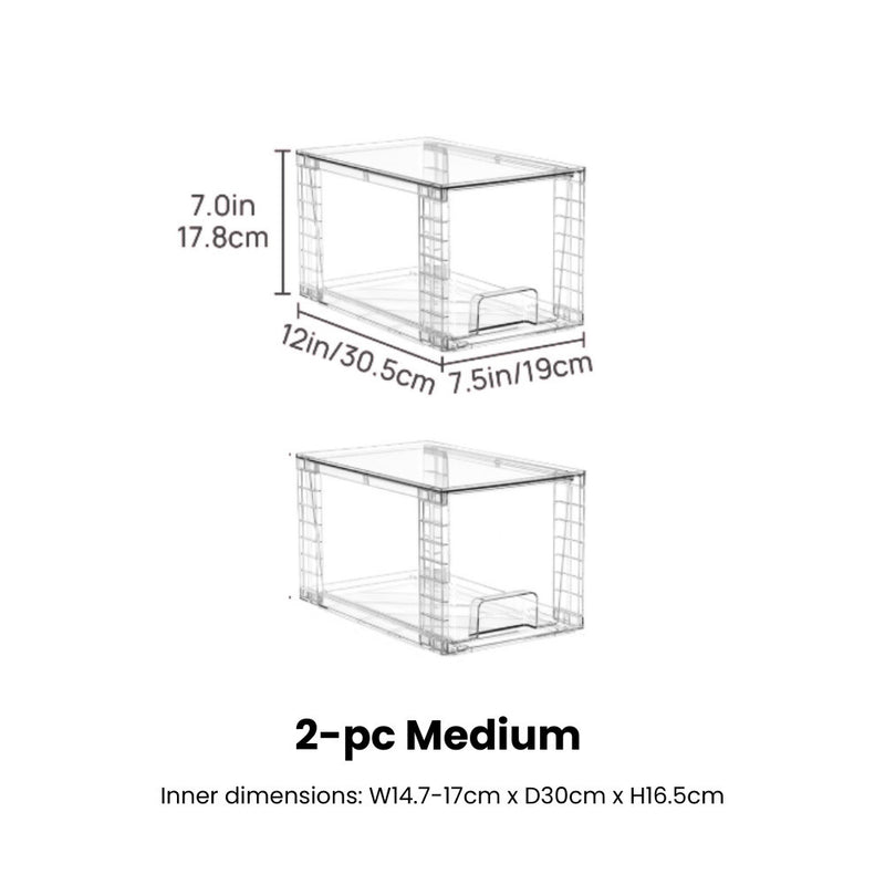 Clear Stackable Multipurpose Modular Drawers in 4 sizes