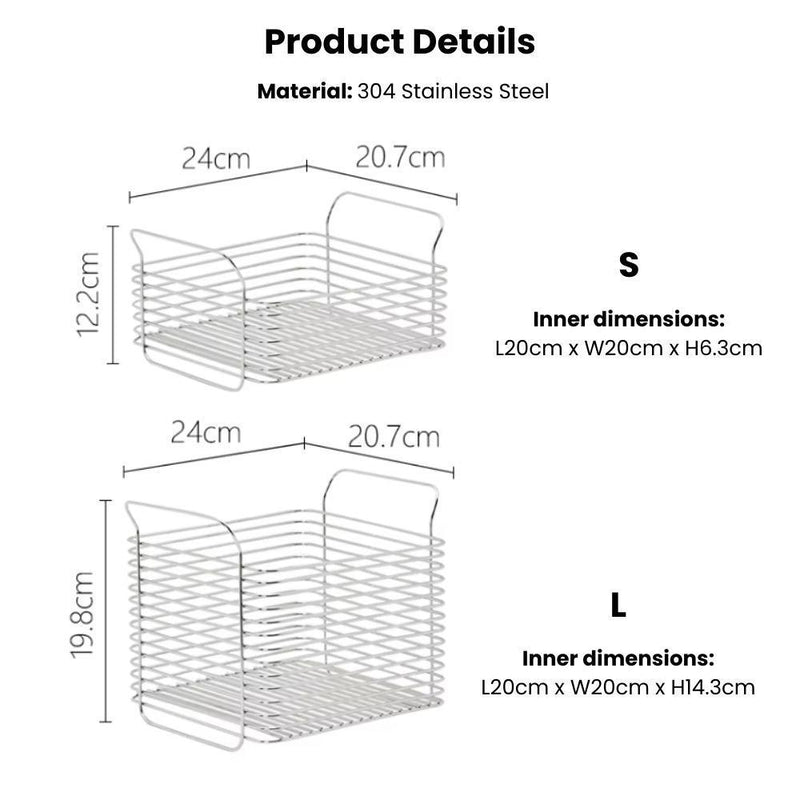 304 Stainless Steel Square Stackable Storage Basket