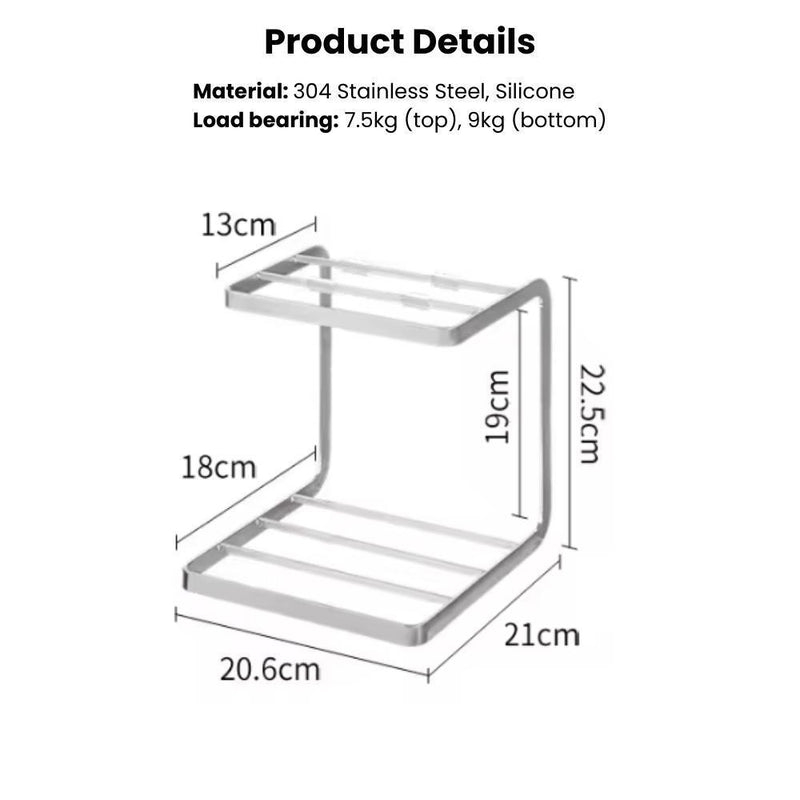 Dual-Tier Metal Kitchen Countertop Pots & Pans Storage Rack