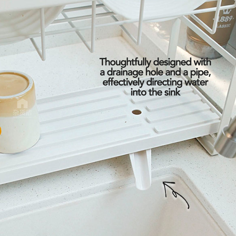 Compact Dual-Tier Dish Drying Rack for Narrow Spaces