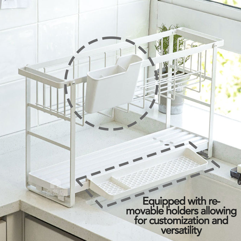 Compact Dual-Tier Dish Drying Rack for Narrow Spaces
