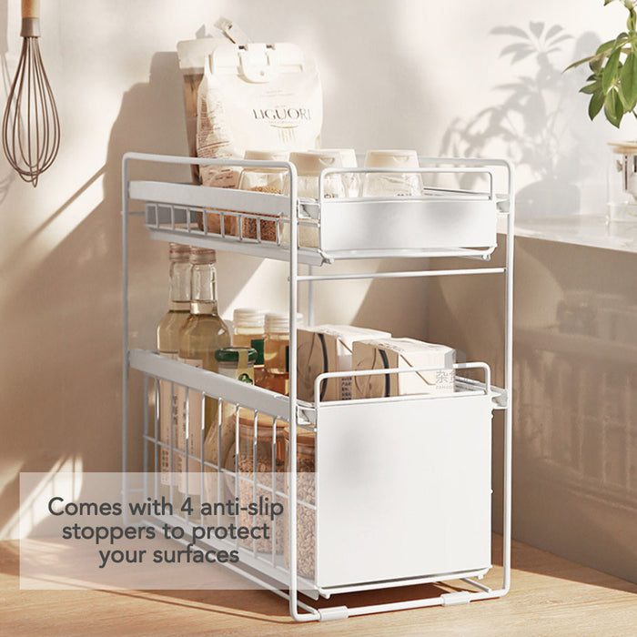 Under Sink Counter-top Multipurpose Sliding Storage Organizer