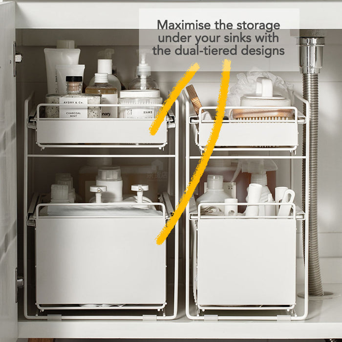 Under Sink Counter-top Multipurpose Sliding Storage Organizer