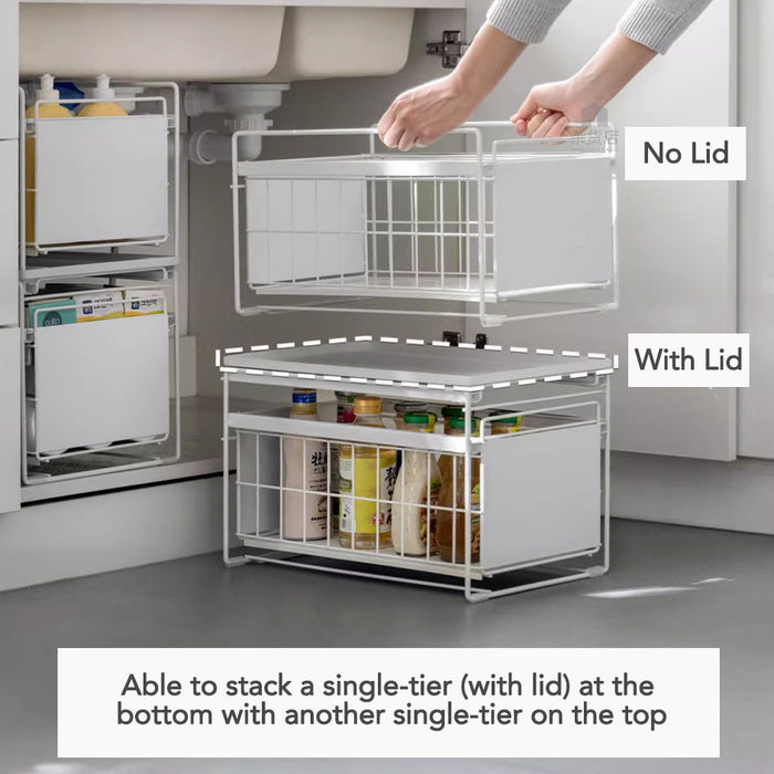 Under Sink Counter-top Multipurpose Sliding Storage Organizer