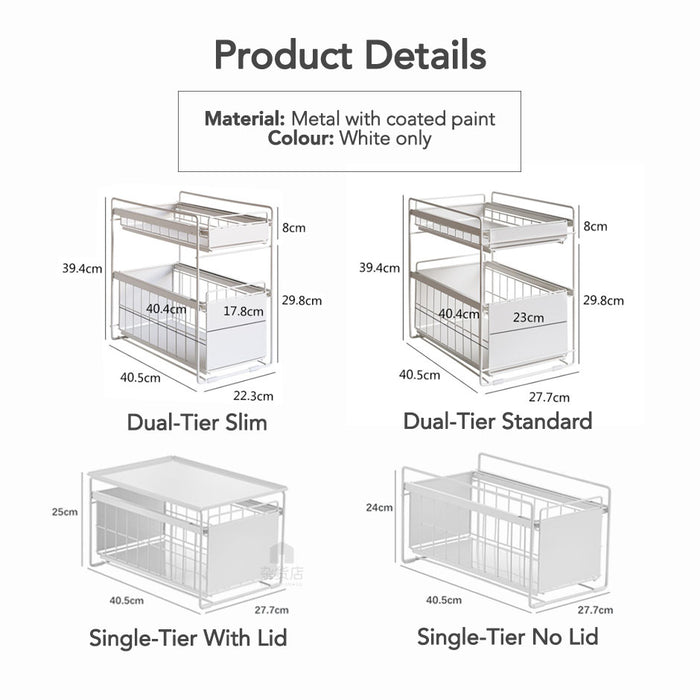 Under Sink Counter-top Multipurpose Sliding Storage Organizer