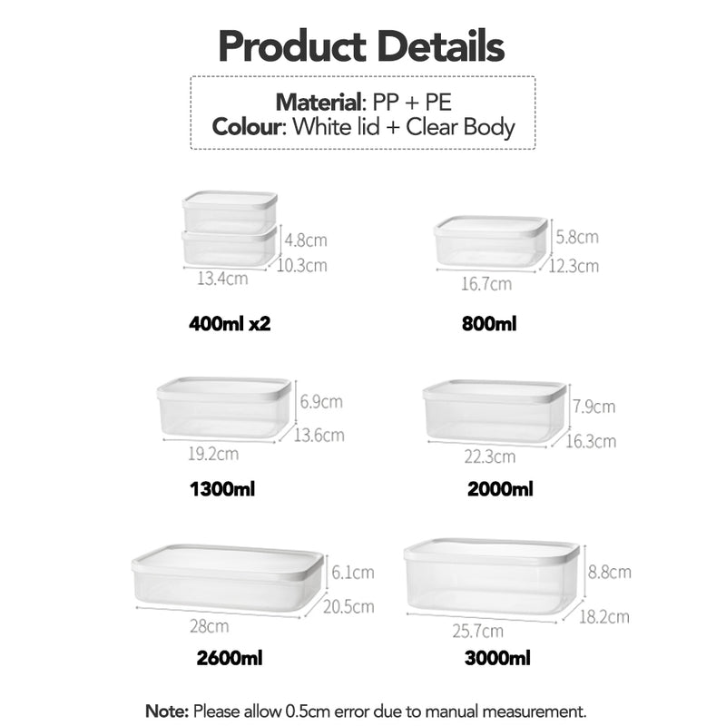 Freezer Safe Food Portioning & Storage Container Assorted Sizes