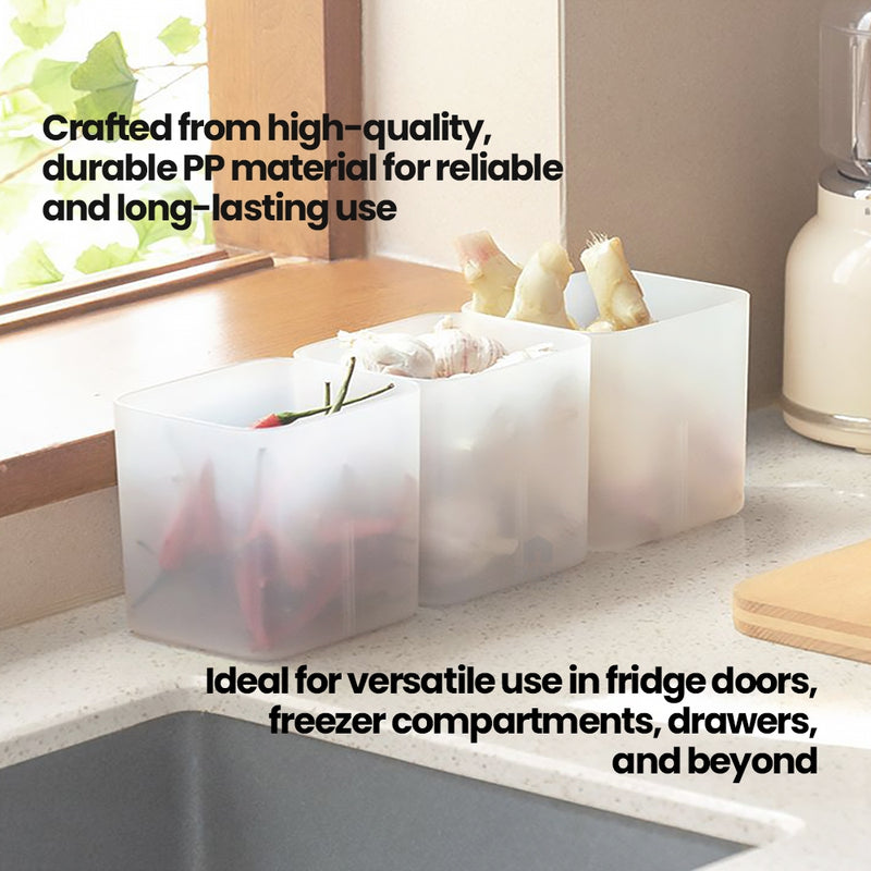 Set of 3 Frosted Stackable Refrigerator Pocket Organizers