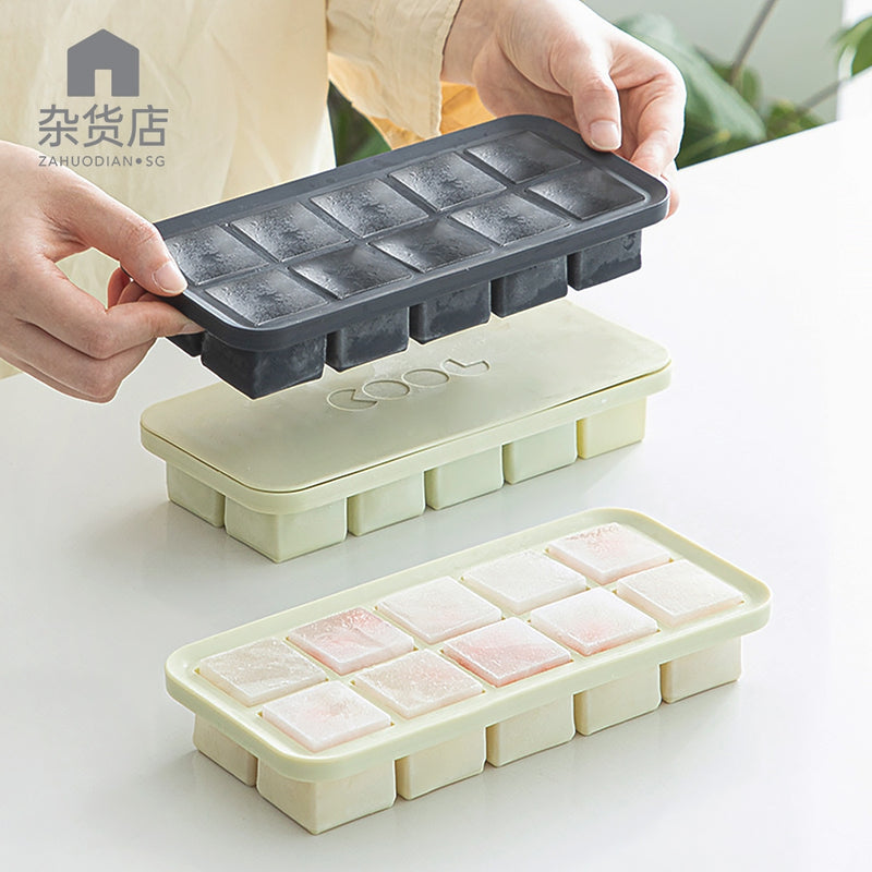Shimoyama Silicone Large Ice Cubes Maker Tray with Lid