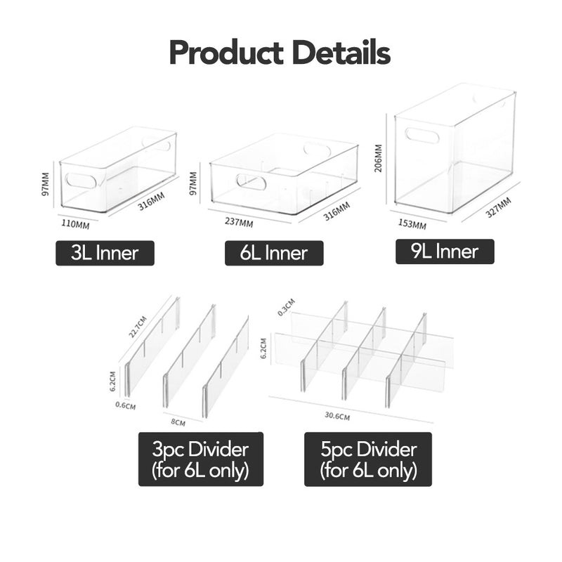 Clear Multipurpose Drawer Storage Organiser
