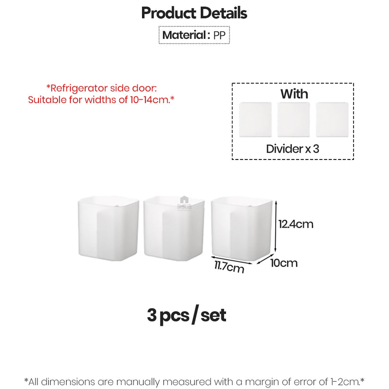 Set of 3 Frosted Stackable Refrigerator Pocket Organizers