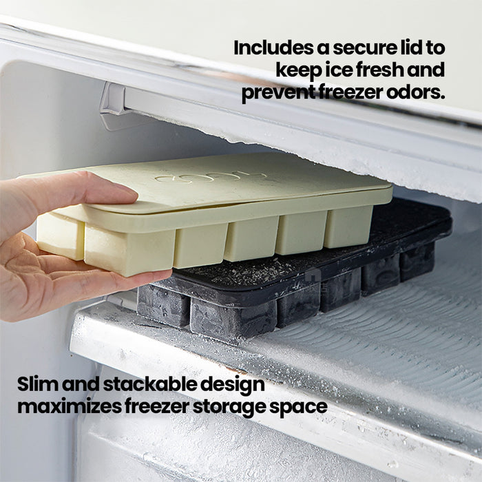 Shimoyama Silicone Large Ice Cubes Maker Tray with Lid