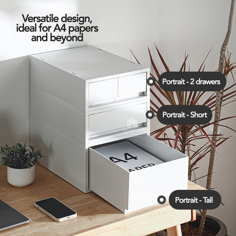 Shimoyama Matte White Minimalist Stackable Document Drawer