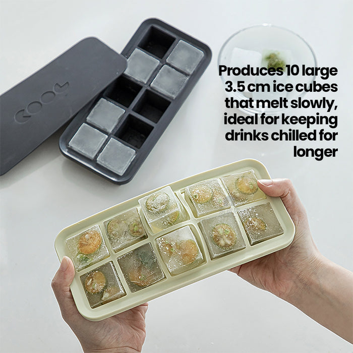 Shimoyama Silicone Large Ice Cubes Maker Tray with Lid
