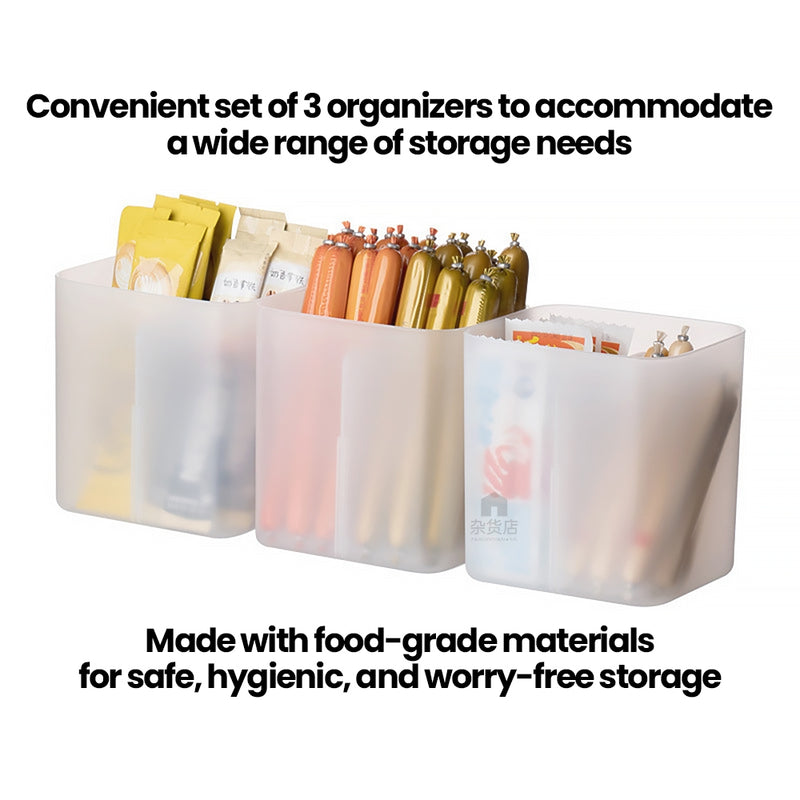 Set of 3 Frosted Stackable Refrigerator Pocket Organizers