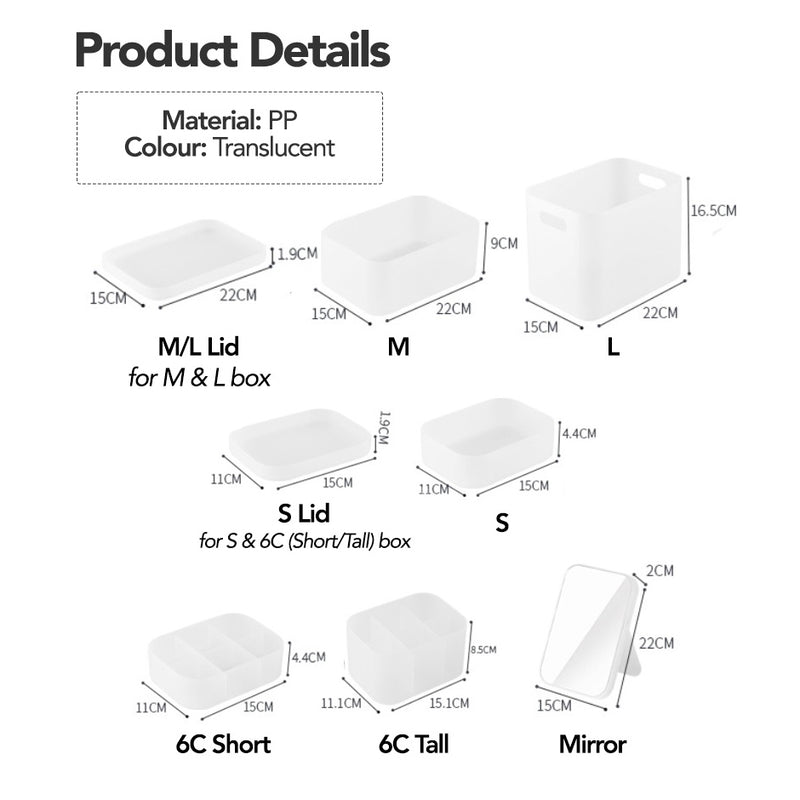 Tabletop Translucent Organisers Assorted