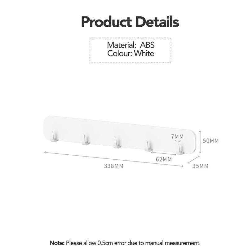 Drill Free Multipurpose 5-hook Bar